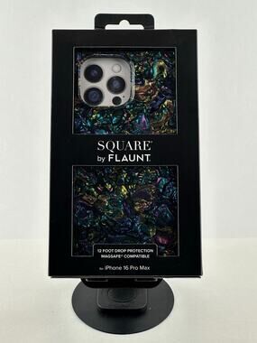 Flaunt SQUARE Iridescent Phone Case for iPhone 16 Pro Max - Black Multicolor